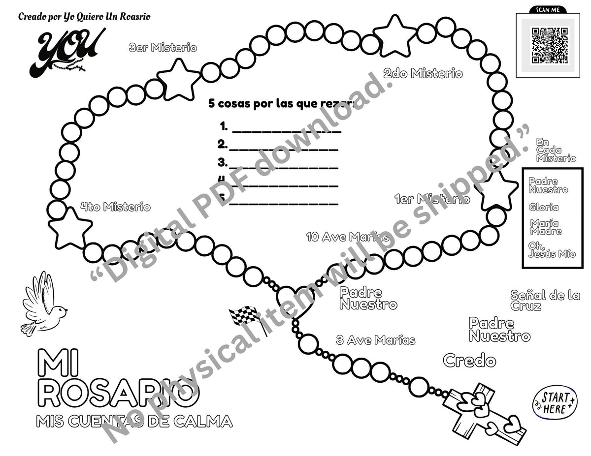 Mi Primer Rosario Coloring Page Digital product
